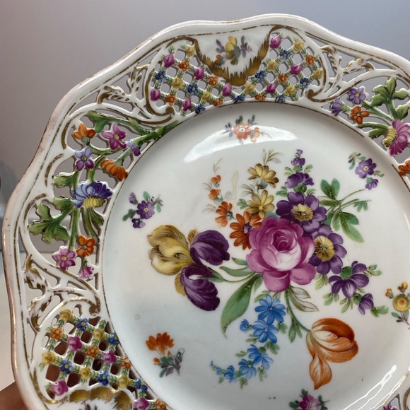 EARLY 1932-44 SCHUMANN BAVARIA CHATEAU DRESDEN ROYAL DRESNER ART SALAD PLATES - Picture 5 of 12